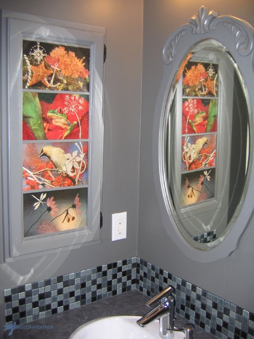 decoupaged medicine cabinet