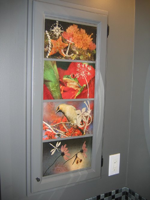 decoupaged medicine cabinet