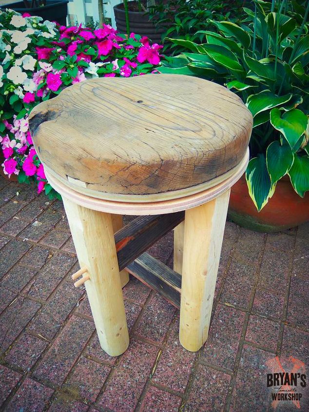 making a swivel stool out of an antique japanese wooden pot lid