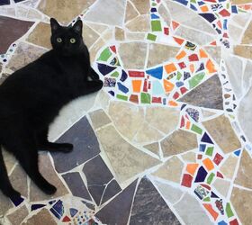 mosaic catio cat patio project, Batman in his catio