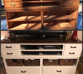 old dresser turned into modern tv stand, Before After