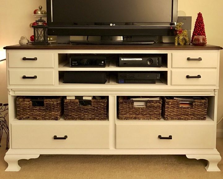 old dresser turned into modern tv stand, Voila