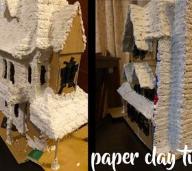 paper clay haunted house with lights