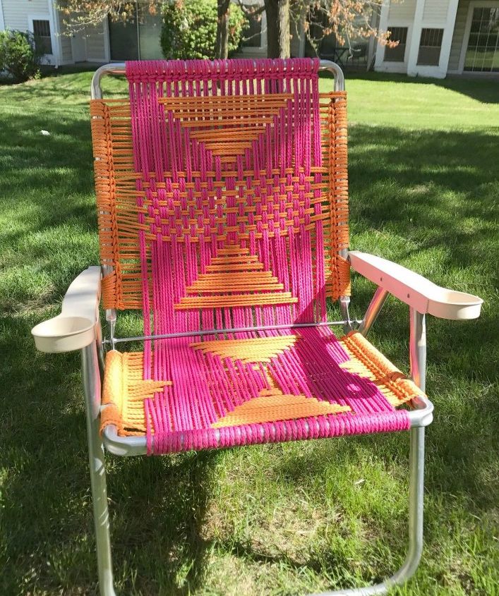 silla de jardin de macrame