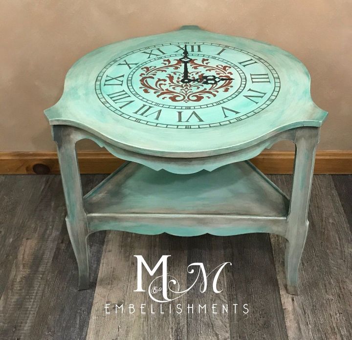 rustic turquoise copper accent table