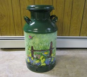 repurposed vintage milk can painted for a christmas gift