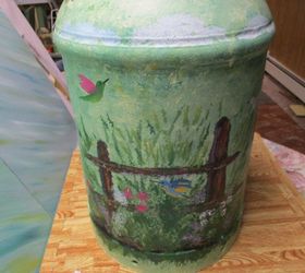 repurposed vintage milk can painted for a christmas gift