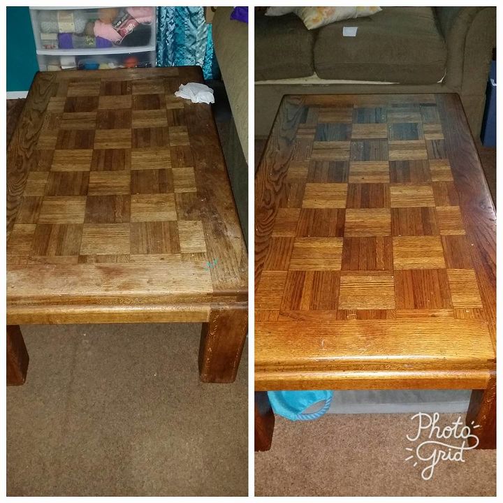 3 tables cleaned and oiled 3 ways