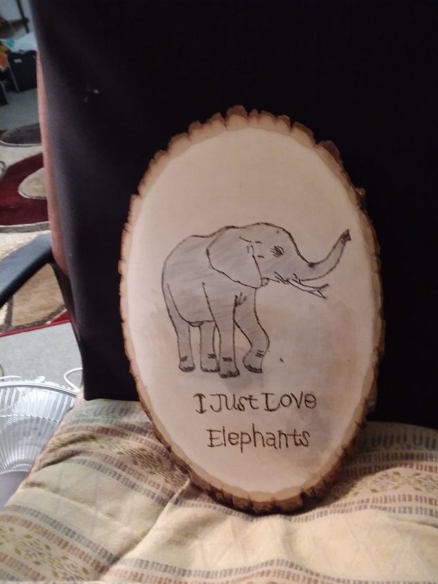 my elephant collection and a wood burning project