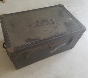 Antique Army Foot Locker Trunk Metal Military Chest