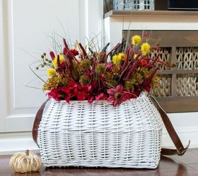 fall flower basket with dollar store flowers