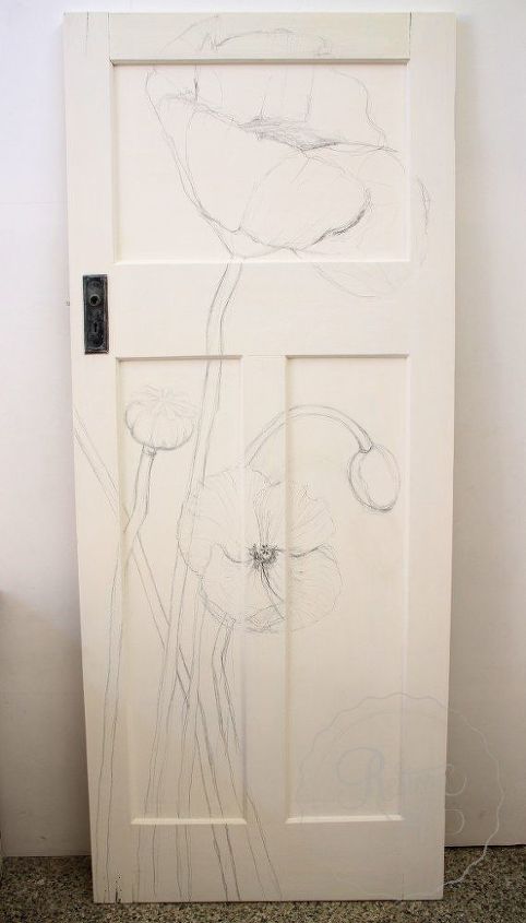 reforma de papoula pintada de porta vintage