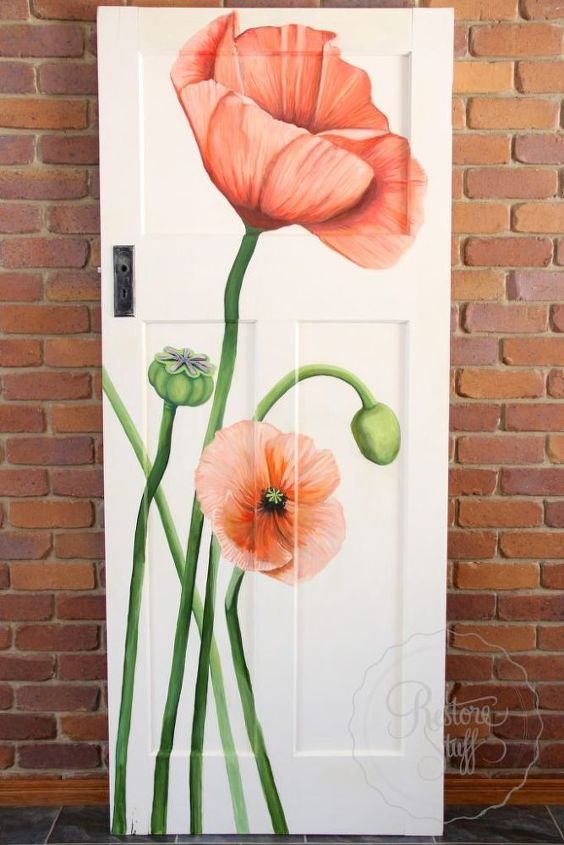 puerta vintage pintada amapola makeover