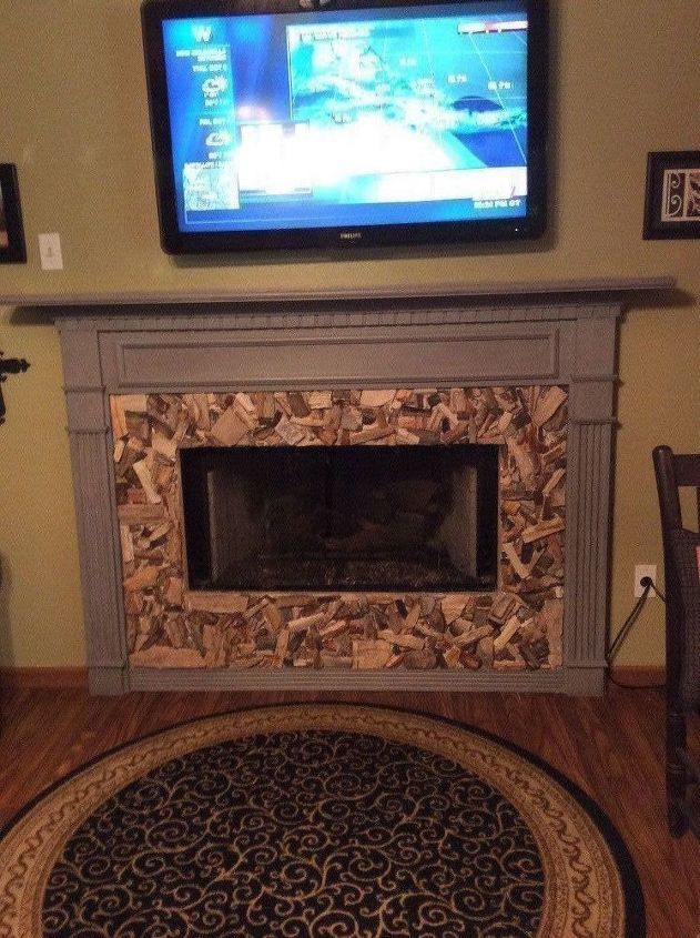 petrified wood fireplace makeover