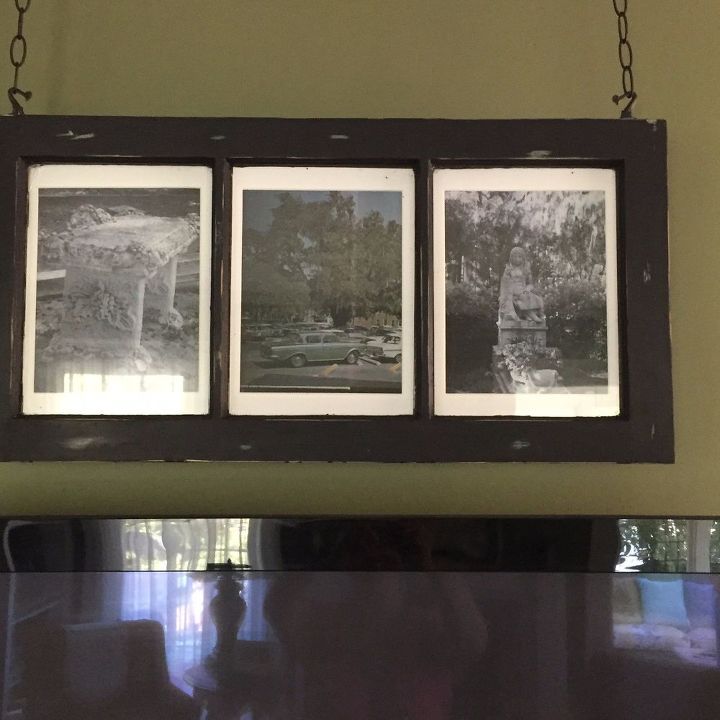 convirtiendo una vieja ventana en un marco de fotos colgante