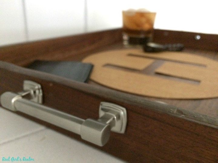 updating a wooden tray with faux leather