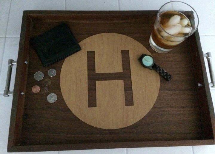 updating a wooden tray with faux leather