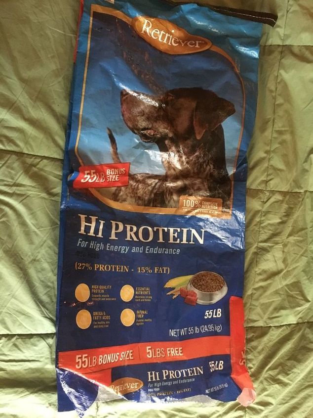 q how to up cycle empty dogfood bags