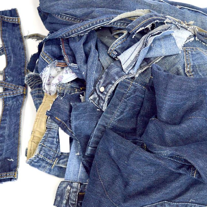 jardinera unica y preciosa de jeans reciclados sin coser