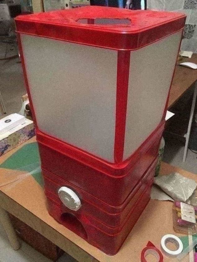 junk steel boxes turned into toy vending machine