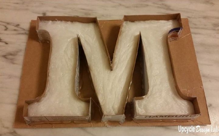 faux metal letters made from melted styrofoam