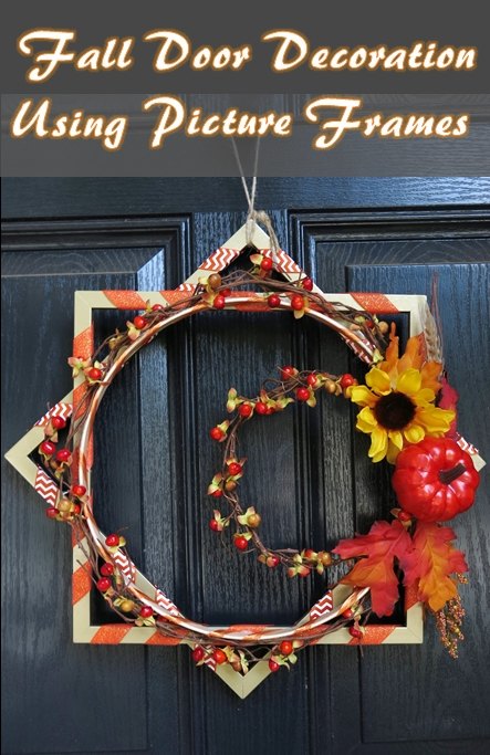 festive fall wreath made with picture frames