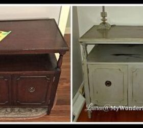 spray chalk paint vintage side table makeover