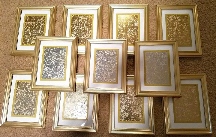 diy wall decor mercury glass wall frames, Completed frames in different metallic shades