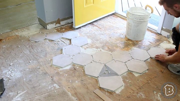 Hexagon Tile Floor Transition Entrance Hometalk Hexagon Tile Floor Transition Entrance