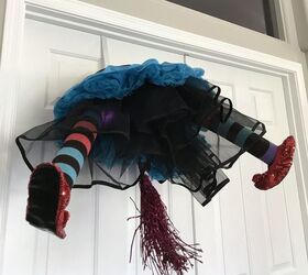 create this crashing witch wreath from dollar store items