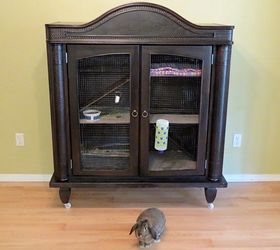 build a rabbit house from an old tv cabinet