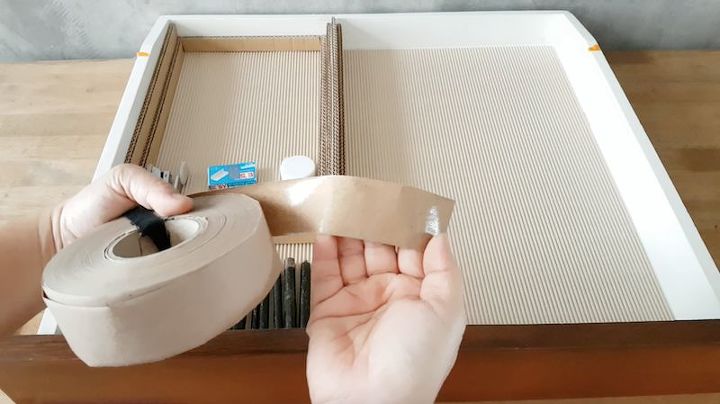 diy desk drawer organizer with sliding trays from cardboard box
