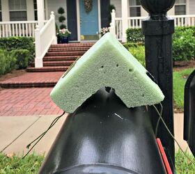 Put a block of foam on your mailbox (this is so much better than a wreath!)