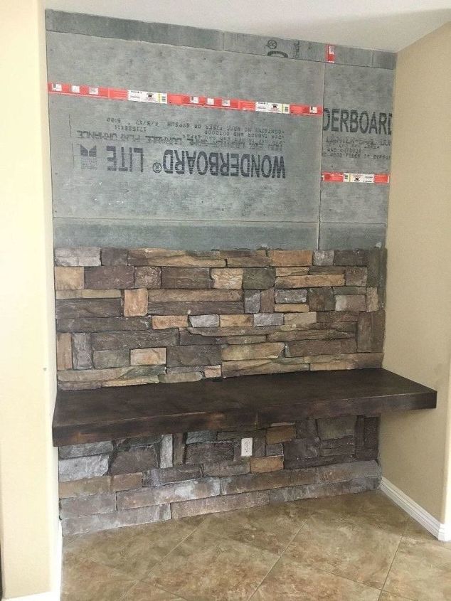 diy stone accent wall on a budget