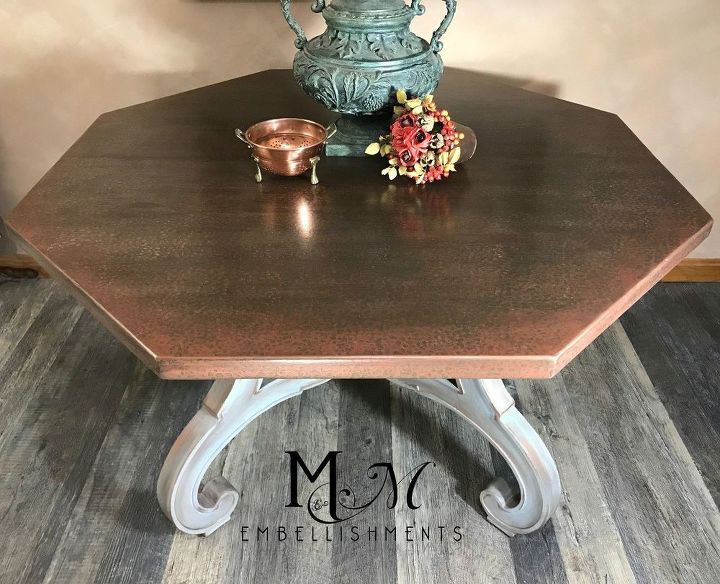 hammered copper finish dining table