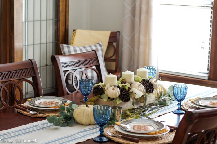fall dining room decor with color texture and pattern