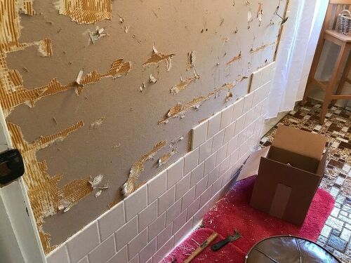 Help I Have One Of Those Pink Tile Bathrooms And Need An Update Took Off The Tiles On All Walls With Exception Of Tub Surround That