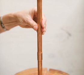 diy copper and wood slice dessert stand