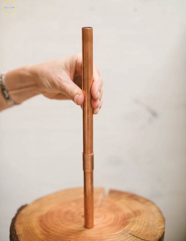 diy copper and wood slice dessert stand