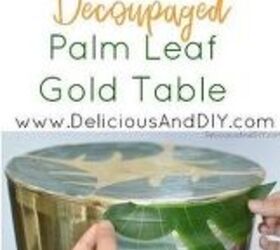 decoupaged palm leaf gold accent table