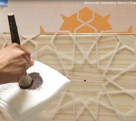 how to stencil stain furniture with a faux wood inlay