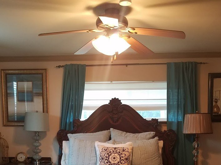 add lamp shade to ceiling fan, Old ceiling fan