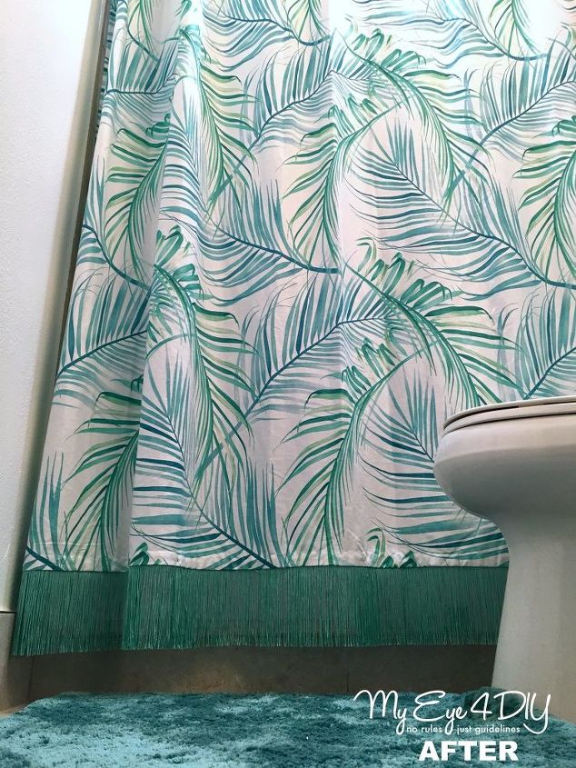 fringe lamp shades and shower curtain