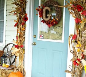 Una puerta de otoño rústica para el porche delantero