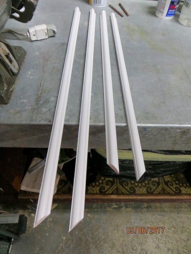 pantry door make over from original door, Strips of molding cut and painted white first