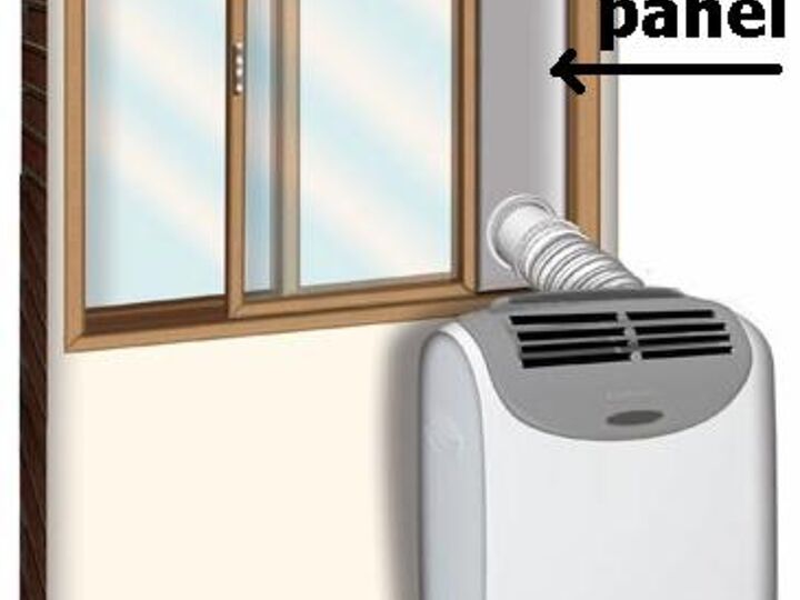 q portable ac unit with vertical slats to seal space