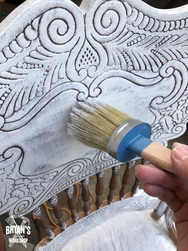 chalk painted oak pressed back chairs