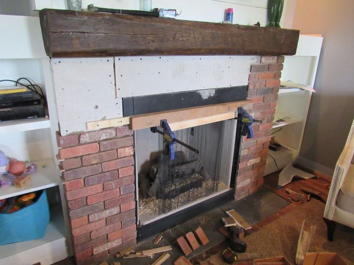 how to create an anique brick fireplace surround