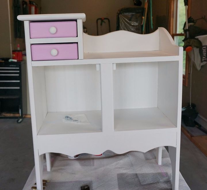 abandoned shelf table to loved doll changing table