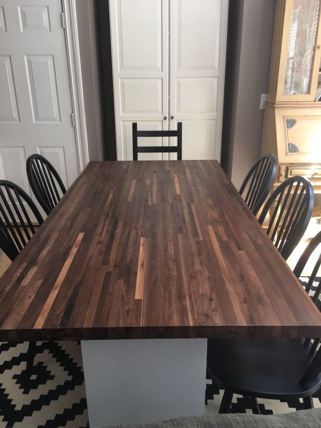 kitchen table redo part 2 butcher block ikea hack